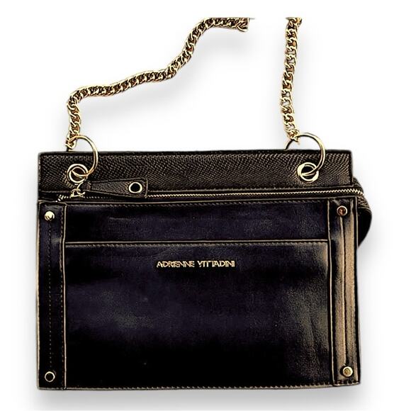 ADRIENNE VITTADINI Black Envelope Clutch or Shoulder Bag Gold Tone chain strap - Picture 11 of 11